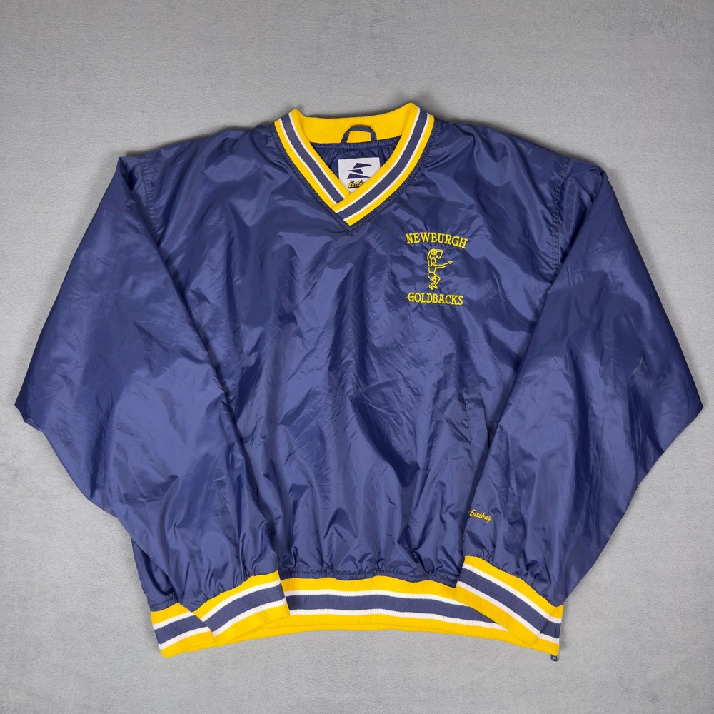 Vintage 90s Eastbay Newburgh Goldbacks Pullover Windbreaker Navy Gold Mens 3XL